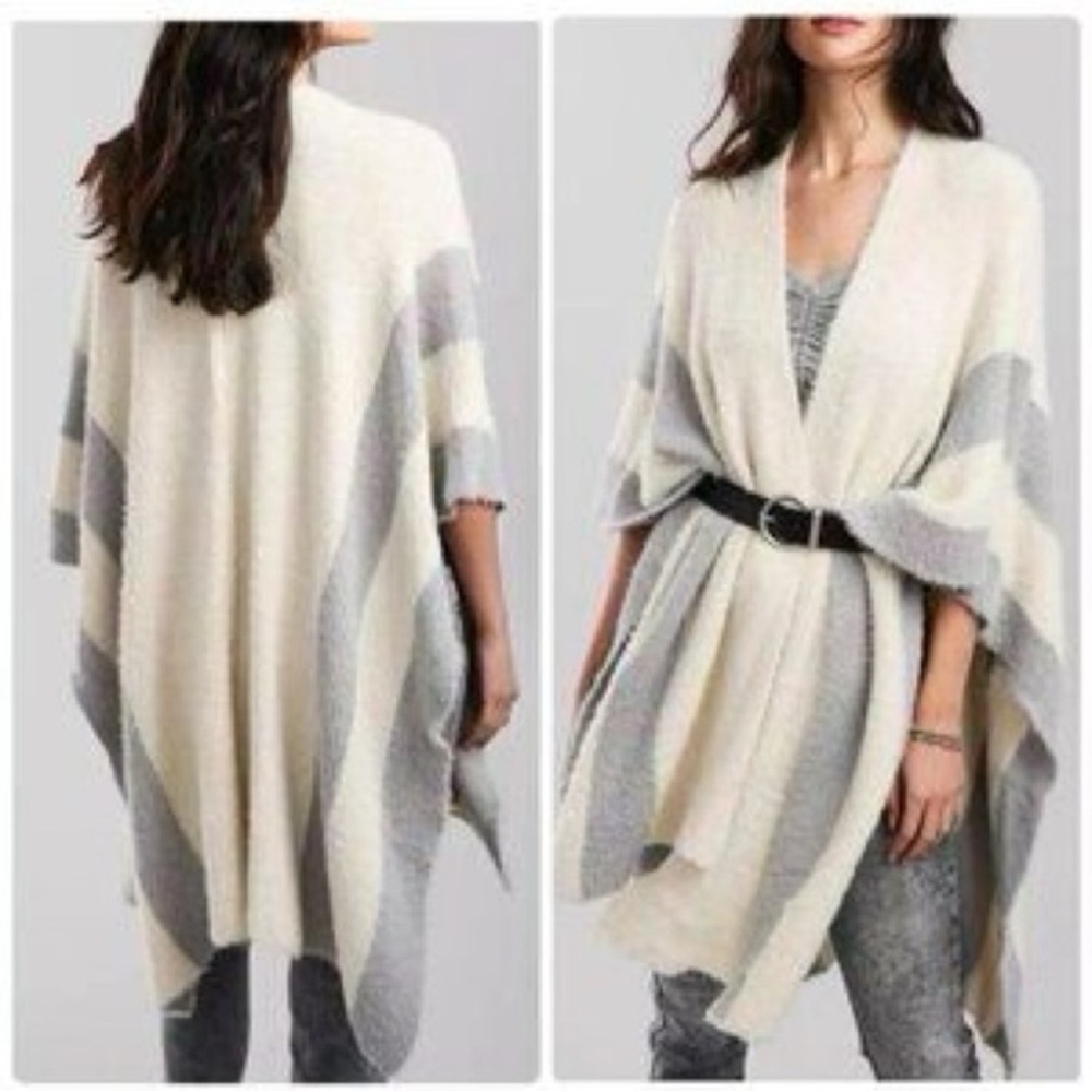 Anthropologie Saturday Sunday Striped Eyelash Shrug Sweater 0/S